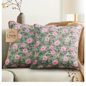 Piping Throw Pillow Covers - Pink Tourmaline
 (Set of 2 pillow covers)